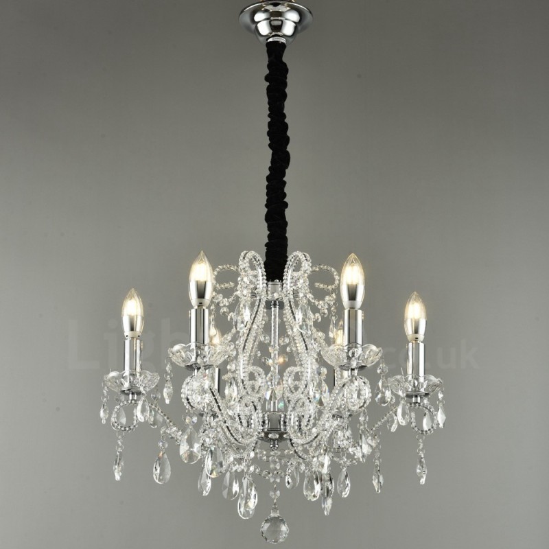 6 Light Gold Silver American Style Crystal Pendant Chandelier Light Store