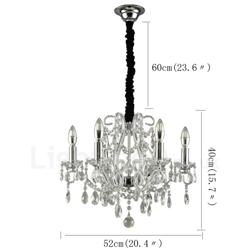 6 Light Gold Silver American Style Crystal Pendant Chandelier Light Store