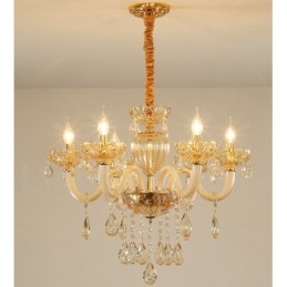 6 Light Champagne Colour Crystal Candle Chandelier