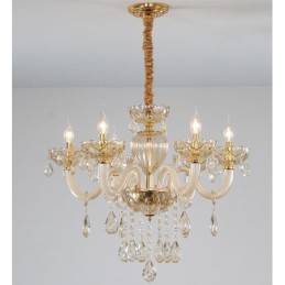 6 Light Champagne Colour Crystal Candle Chandelier