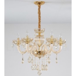 6 Light Champagne Colour Crystal Candle Chandelier