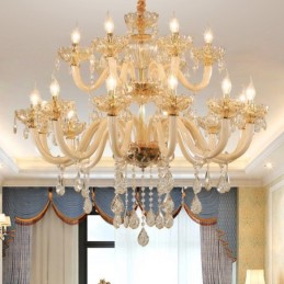 18 (12+6) Light Champagne Colour Elegant Crystal Candle Chandelier