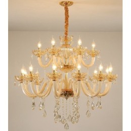 18 (12+6) Light Champagne Colour Elegant Crystal Candle Chandelier