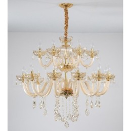 18 (12+6) Light Champagne Colour Elegant Crystal Candle Chandelier