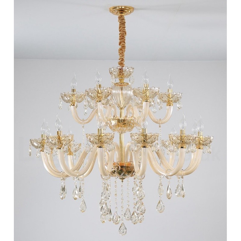 18 (12+6) Light Champagne Colour Elegant Crystal Candle Chandelier