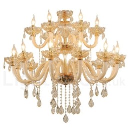 18 (12+6) Light Champagne Colour Elegant Crystal Candle Chandelier