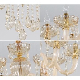 18 (12+6) Light Champagne Colour Elegant Crystal Candle Chandelier