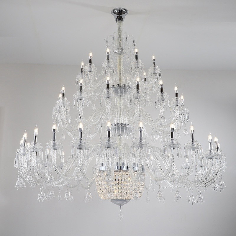 50 Light Clear Elegant Luxurious Crystal Candle Chandelier Exhibition Hal