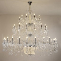 50 Light Clear Elegant Luxurious Crystal Candle Chandelier Exhibition Hal