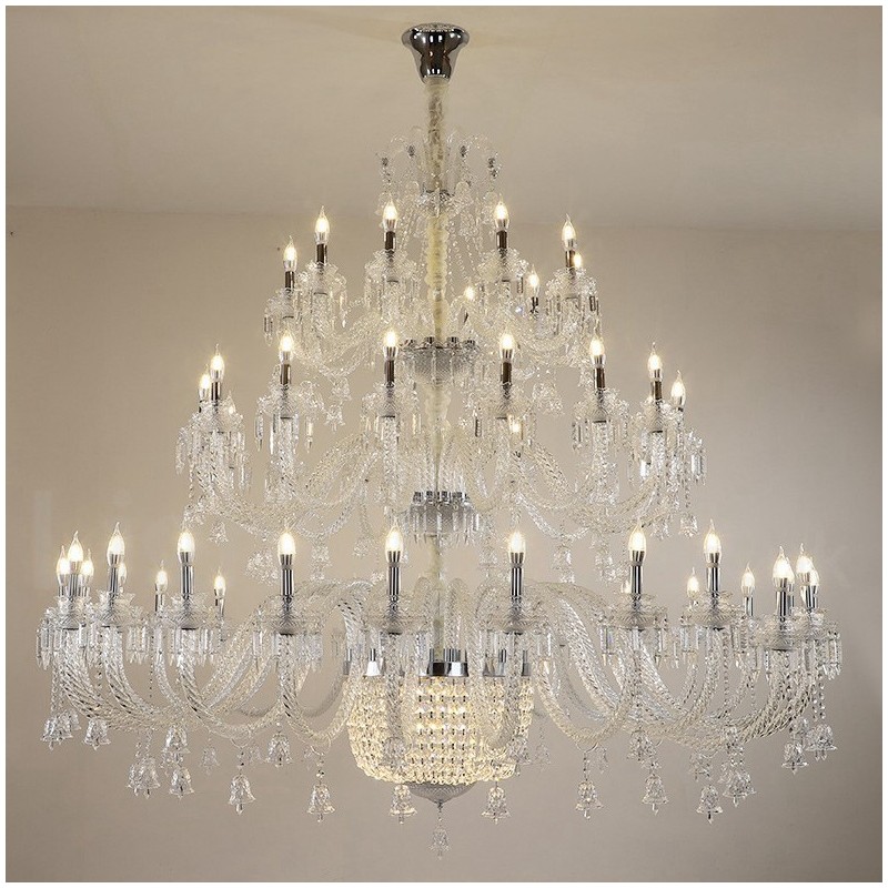50 Light Clear Elegant Luxurious Crystal Candle Chandelier Exhibition Hal