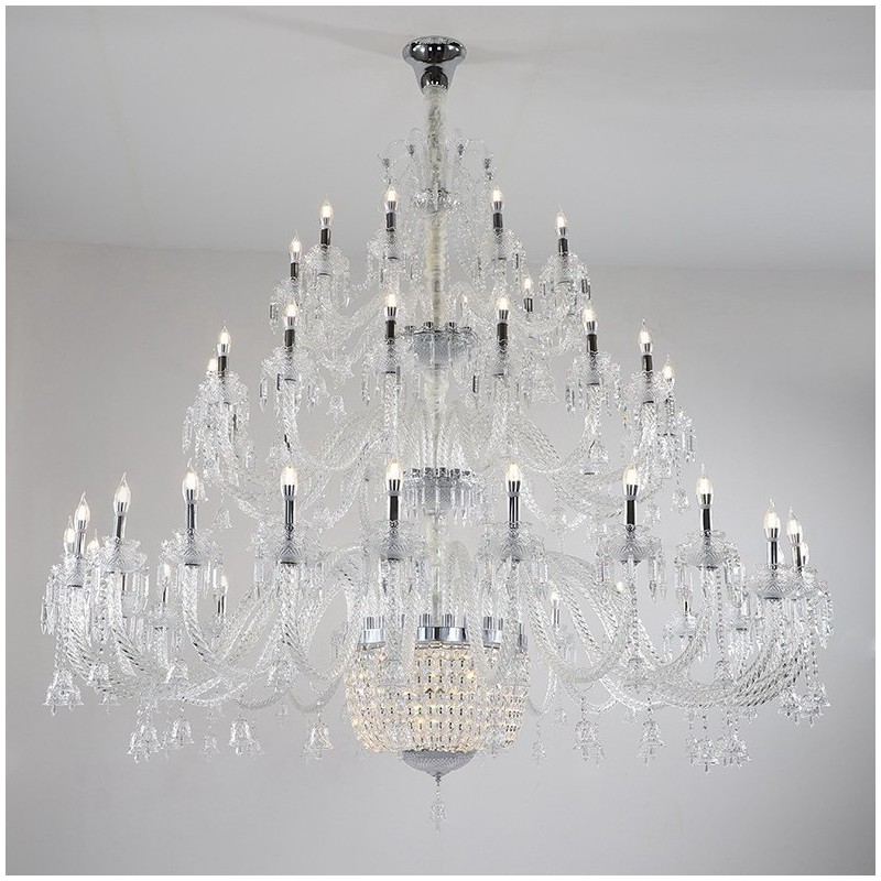 50 Light Clear Elegant Luxurious Crystal Candle Chandelier Exhibition Hal