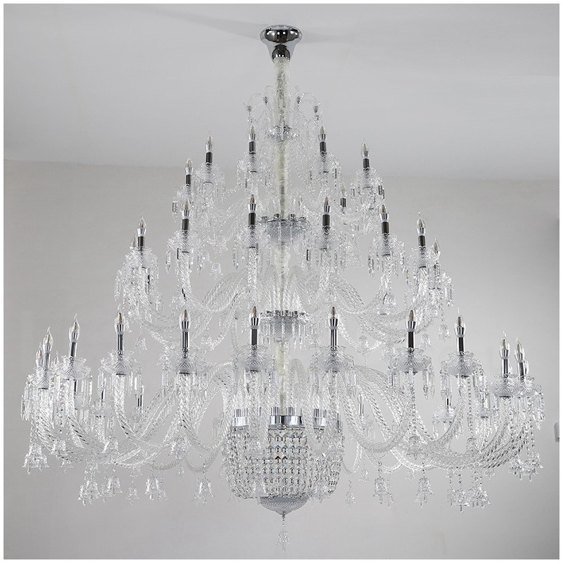 50 Light Clear Elegant Luxurious Crystal Candle Chandelier Exhibition Hal