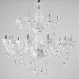 18 (12+6) Light White Elegant Candle Chandelier with Crystal