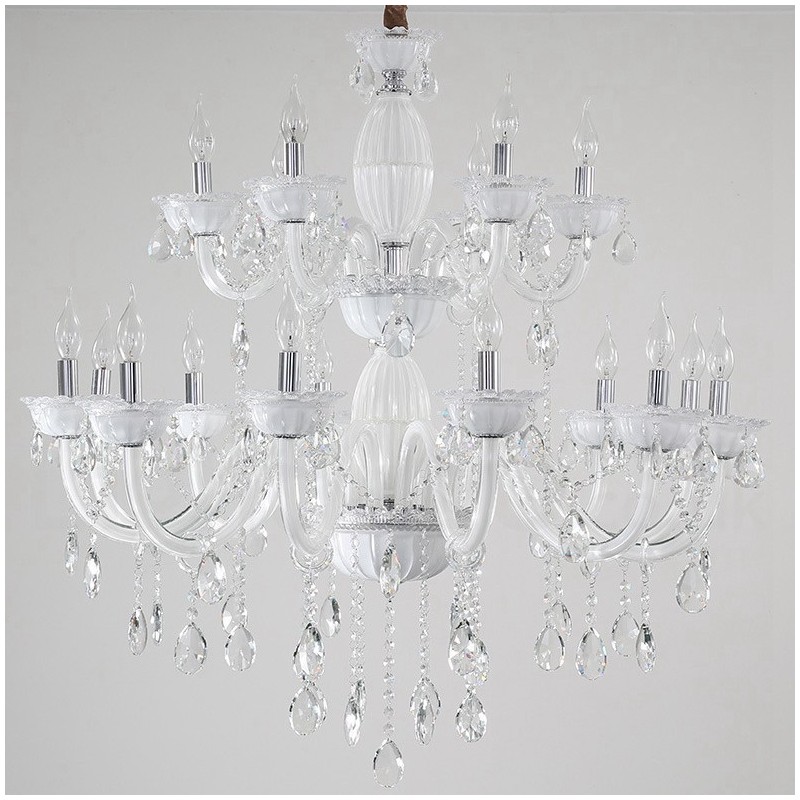 18 (12+6) Light White Elegant Candle Chandelier with Crystal