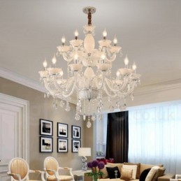 18 (12+6) Light White Elegant Candle Chandelier with Crystal