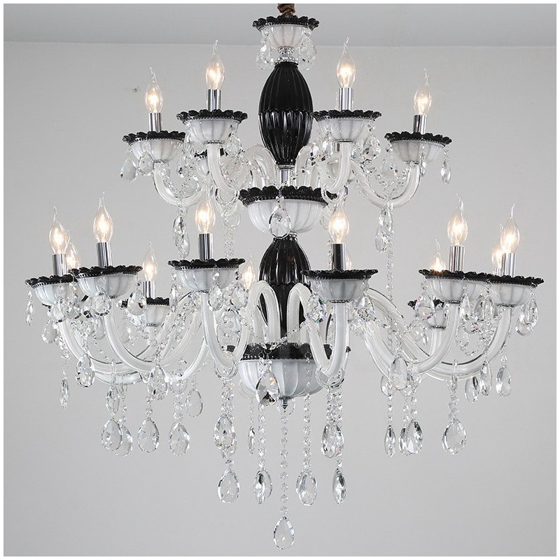 18 (12+6) Light Black Elegant Candle Chandelier with Crystal