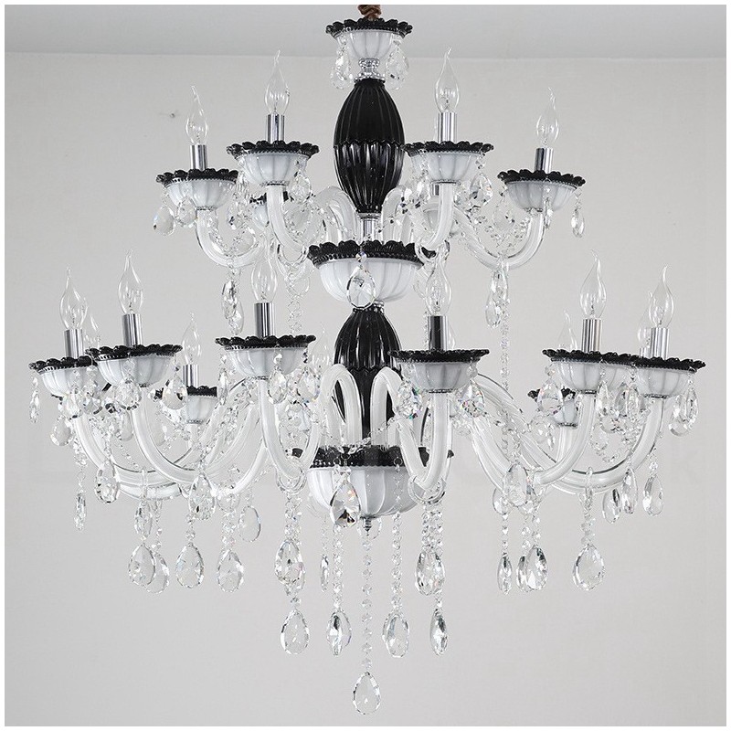 18 (12+6) Light Black Elegant Candle Chandelier with Crystal