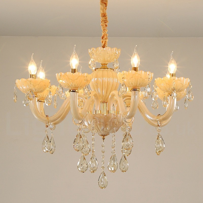 8 Light Luxurious Champagne Crystal Candle Chandelier
