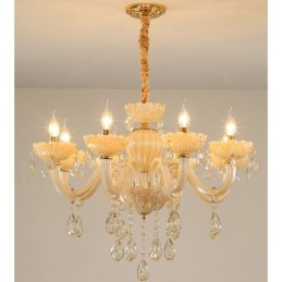 8 Light Luxurious Champagne Crystal Candle Chandelier