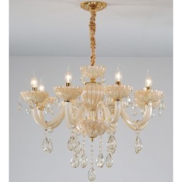 8 Light Luxurious Champagne Crystal Candle Chandelier