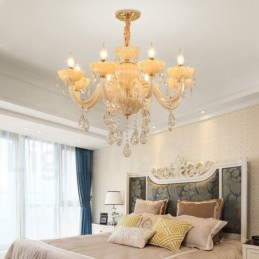 8 Light Luxurious Champagne Crystal Candle Chandelier