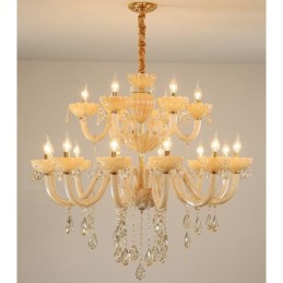 18 (12+6) Light Luxurious Champagne Crystal Candle Chandelier