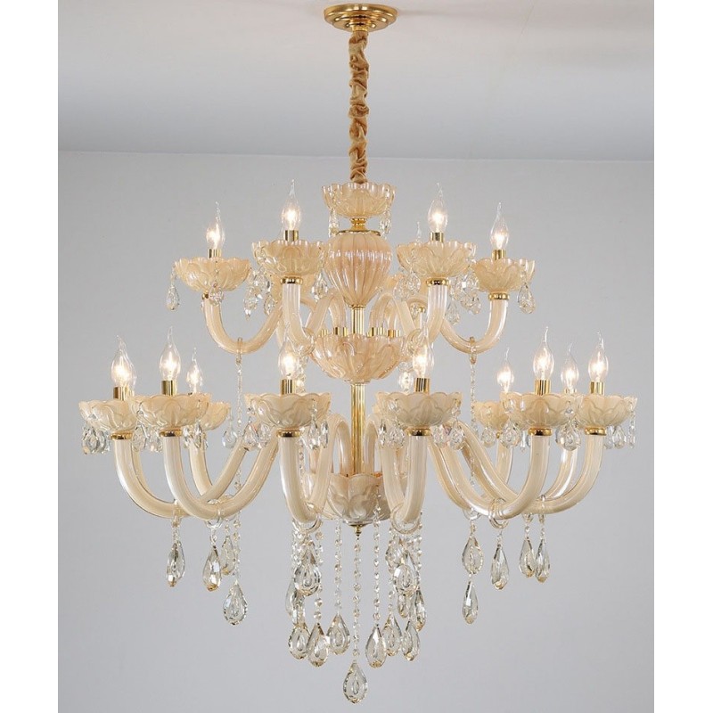 18 (12+6) Light Luxurious Champagne Crystal Candle Chandelier