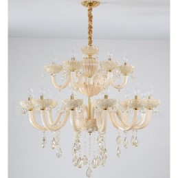 18 (12+6) Light Luxurious Champagne Crystal Candle Chandelier