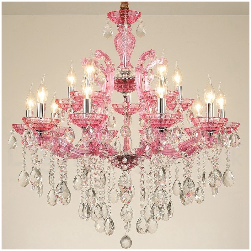 Multi Colours 18 (12+6) Light Luxurious Crystal Candle Chandelier with Clear Crystal