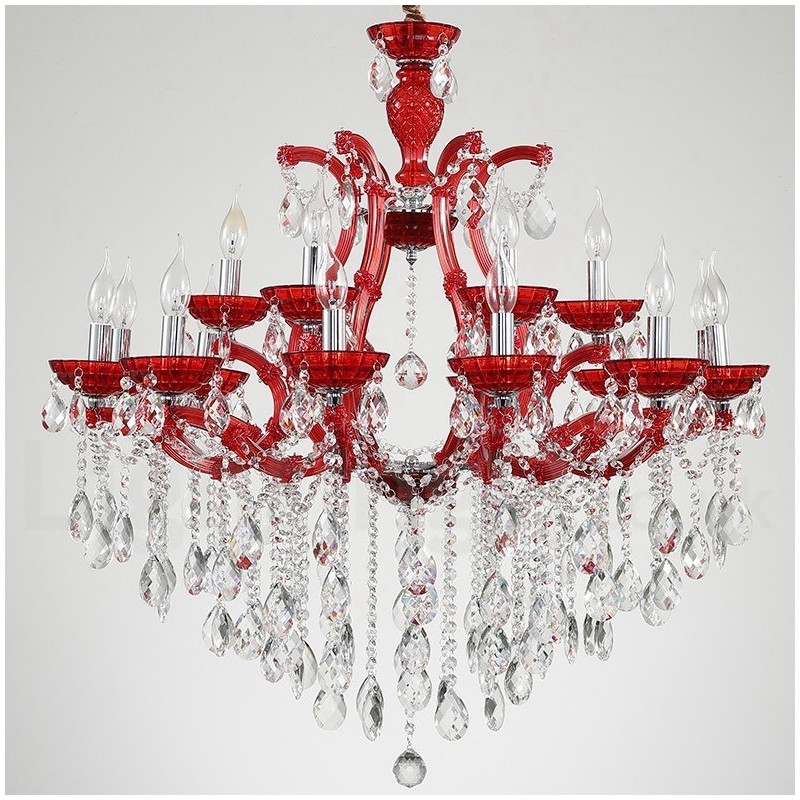 Multi Colours 18 (12+6) Light Luxurious Crystal Candle Chandelier with Clear Crystal