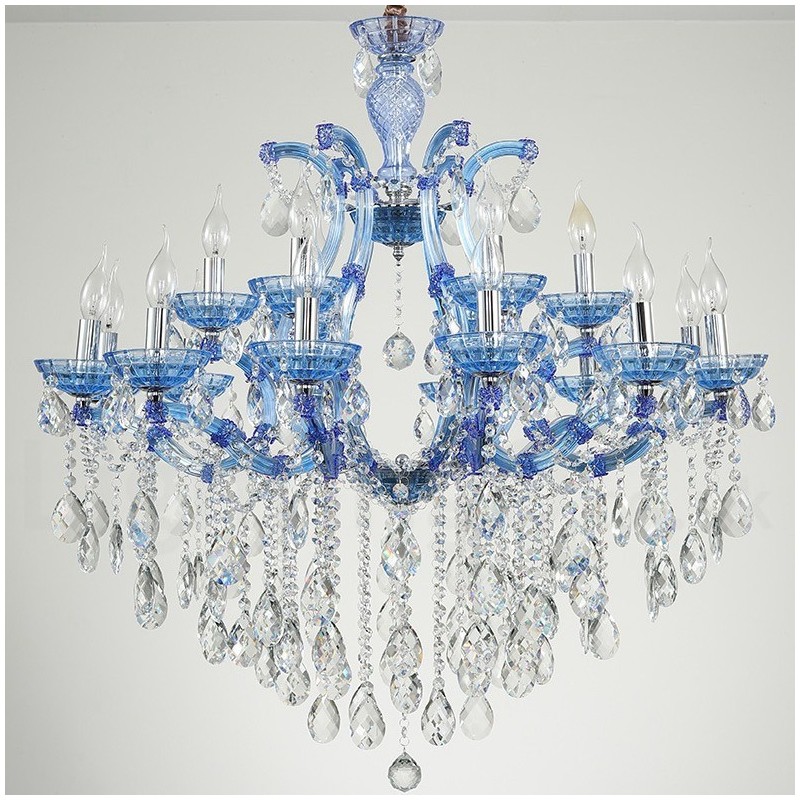 Multi Colours 18 (12+6) Light Luxurious Crystal Candle Chandelier with Clear Crystal