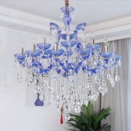 Multi Colours 18 (12+6) Light Luxurious Crystal Candle Chandelier with Clear Crystal