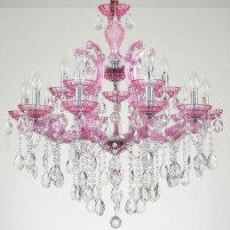 Multi Colours 18 (12+6) Light Luxurious Crystal Candle Chandelier with Clear Crystal