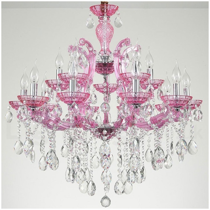 Multi Colours 18 (12+6) Light Luxurious Crystal Candle Chandelier with Clear Crystal