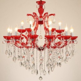 Multi Colours 18 (12+6) Light Luxurious Crystal Candle Chandelier with Clear Crystal