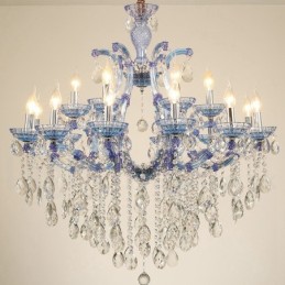 Multi Colours 18 (12+6) Light Luxurious Crystal Candle Chandelier with Clear Crystal