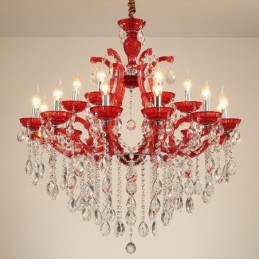 Multi Colours 18 (12+6) Light Luxurious Crystal Candle Chandelier with Clear Crystal