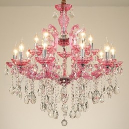 Multi Colours 18 (12+6) Light Luxurious Crystal Candle Chandelier with Clear Crystal