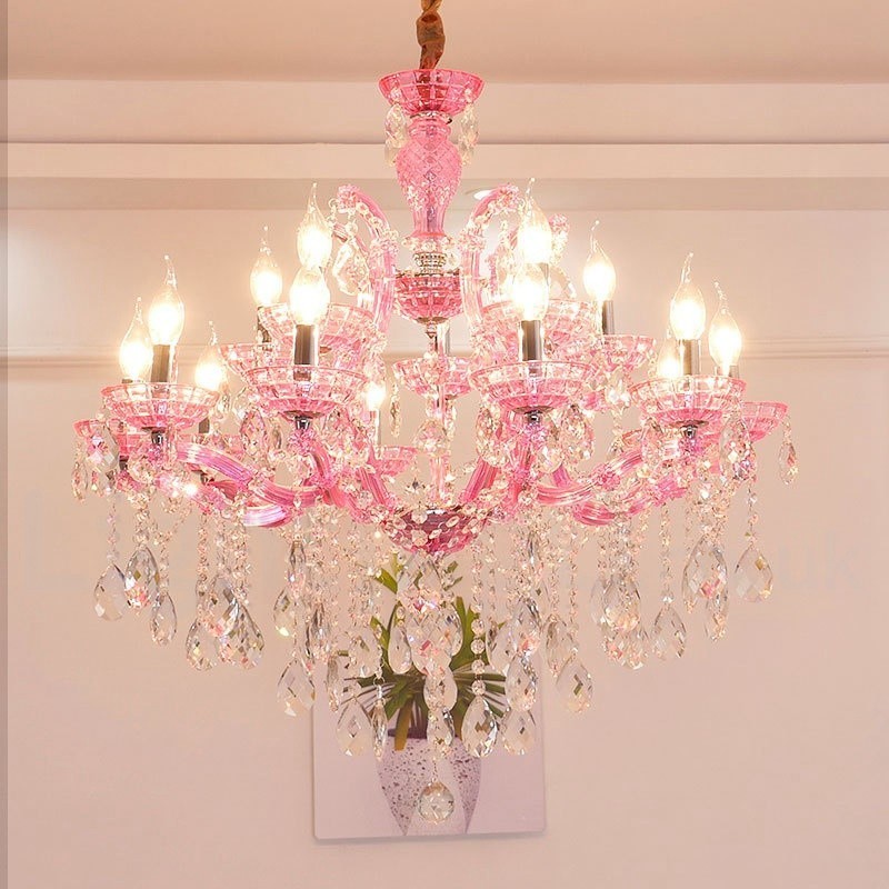 Multi Colours 18 (12+6) Light Luxurious Crystal Candle Chandelier with Clear Crystal