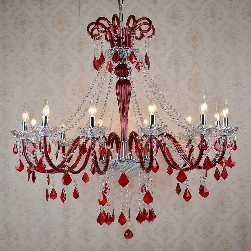 Red Crystal Candle Chandelier
