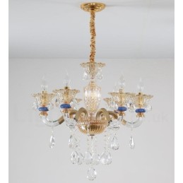 6 Light Modern Contemporary Champagne Candle Chandelier with Crystal