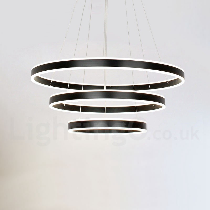 Dimmable Wi Fi Smart 3 Rings Two Strips Modern Contemporary Pendant Light with Acrylic Shade