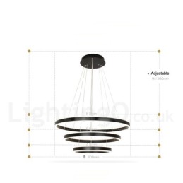 Dimmable Wi Fi Smart 3 Rings Two Strips Modern Contemporary Pendant Light with Acrylic Shade