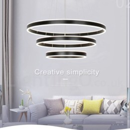 Dimmable Wi Fi Smart 3 Rings Two Strips Modern Contemporary Pendant Light with Acrylic Shade