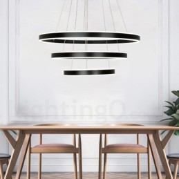 Dimmable Wi Fi Smart 3 Rings Two Strips Modern Contemporary Pendant Light with Acrylic Shade