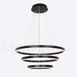 Dimmable Wi Fi Smart 3 Rings Two Strips Modern Contemporary Pendant Light with Acrylic Shade