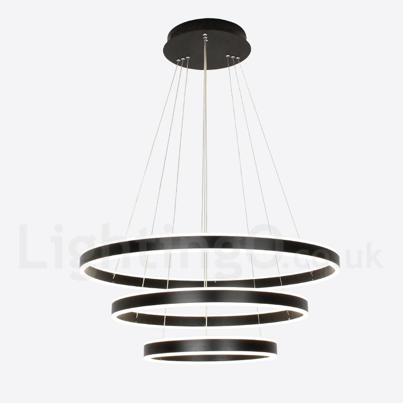 Dimmable Wi Fi Smart 3 Rings Two Strips Modern Contemporary Pendant Light with Acrylic Shade