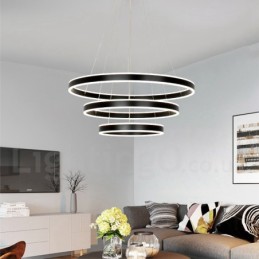 Dimmable Wi Fi Smart 3 Rings Two Strips Modern Contemporary Pendant Light with Acrylic Shade