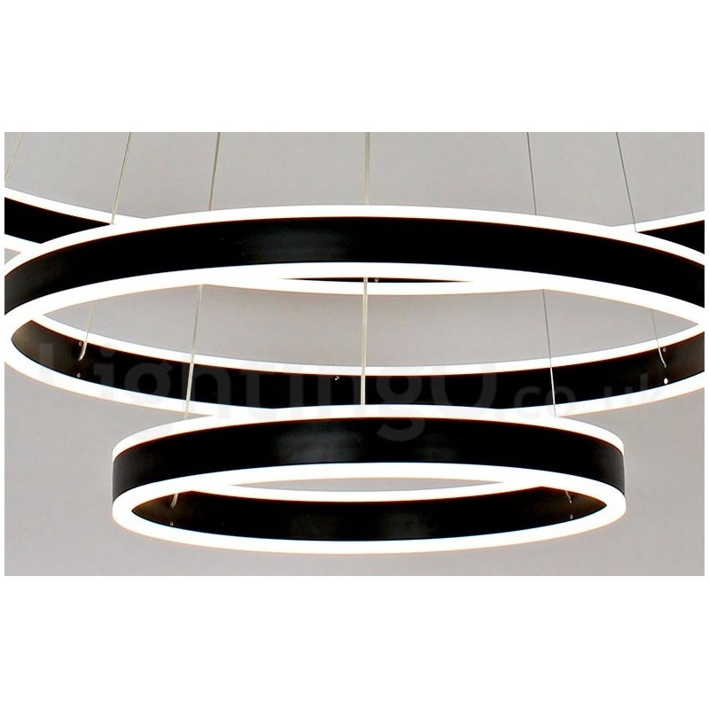 Dimmable Wi Fi Smart 3 Rings Two Strips Modern Contemporary Pendant Light with Acrylic Shade