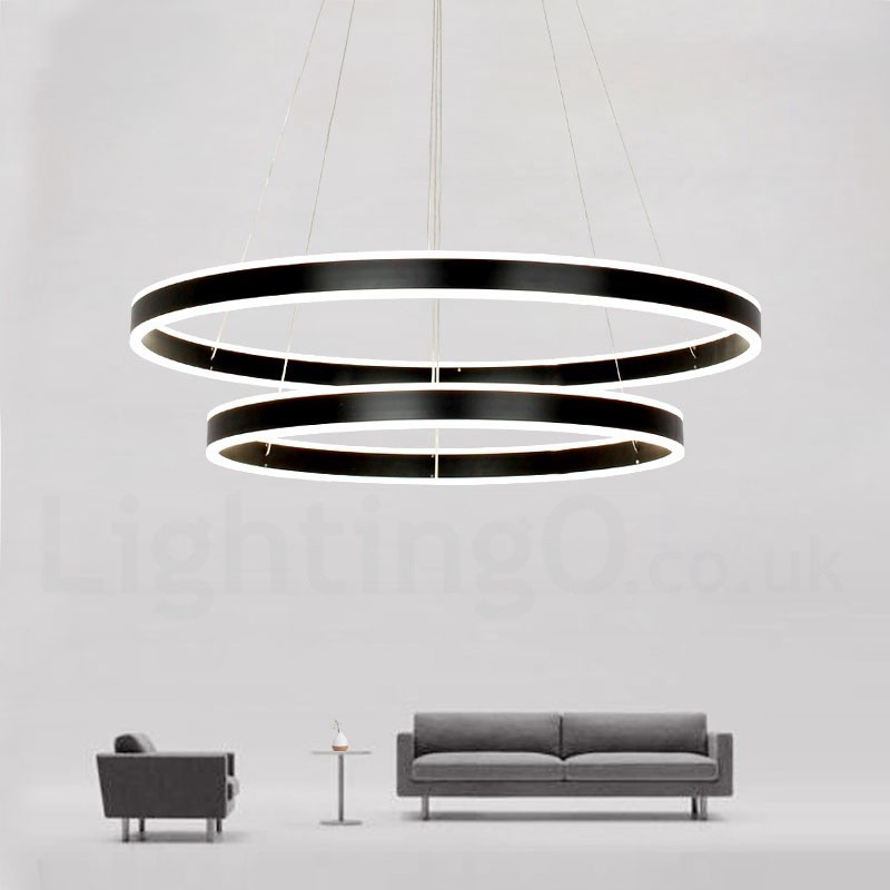 Dimmable Wi Fi Smart 3 Rings Two Strips Modern Contemporary Pendant Light with Acrylic Shade